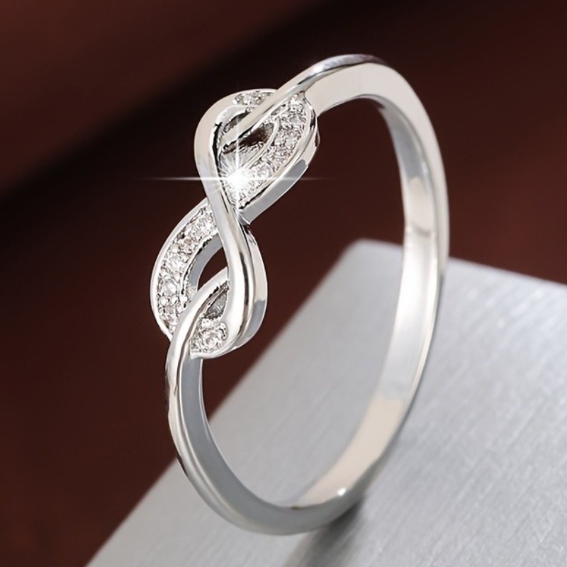 Women's Infinity Knot Promise Ring with Plated Synthetic Zirconia